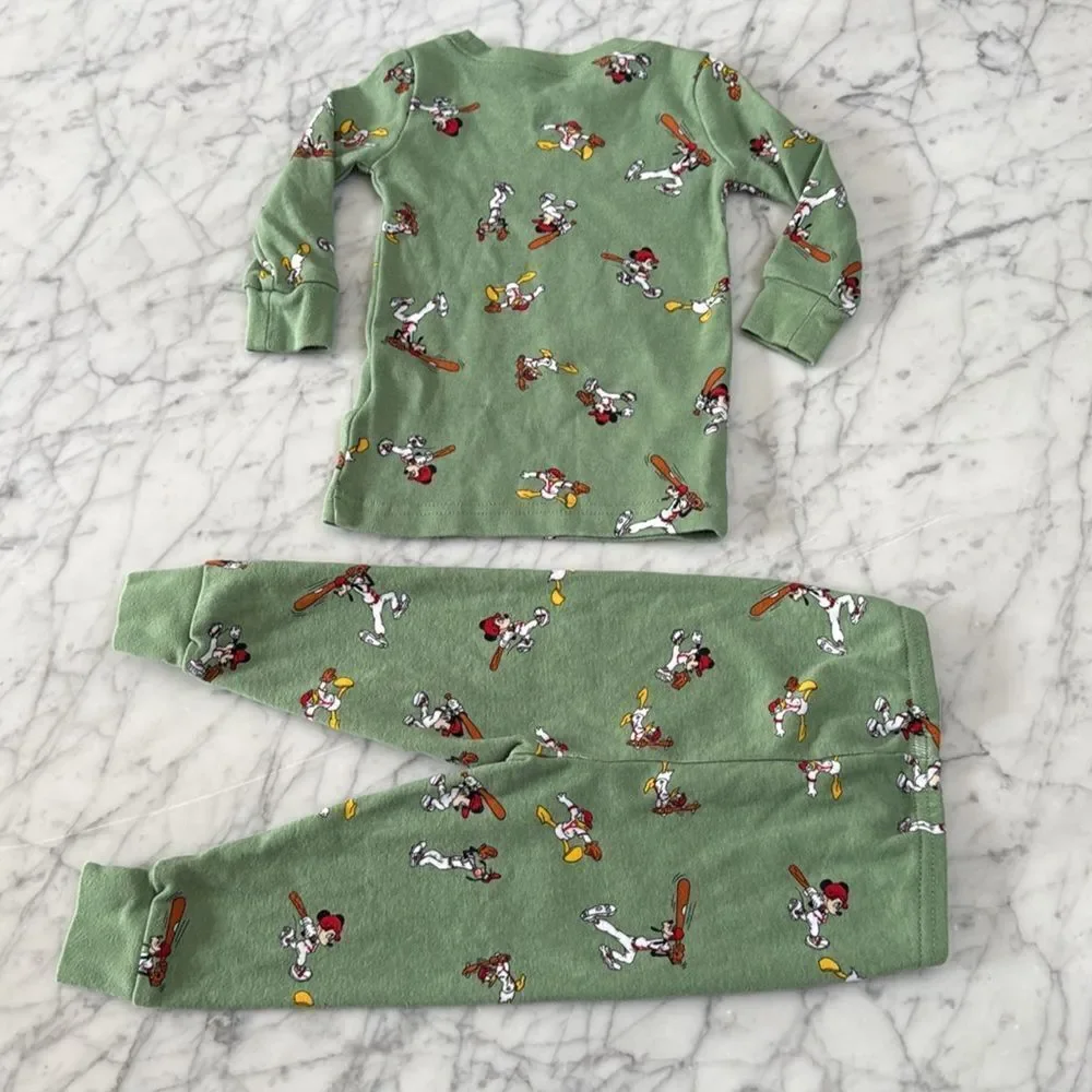 Janie and Jack Disney Mickey Mouse Baseball Pajama Set NWOT Sz 12/18 Mo